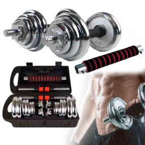 Set Mancuerna Maleta Cromada De 20 Kilos C/Extensor